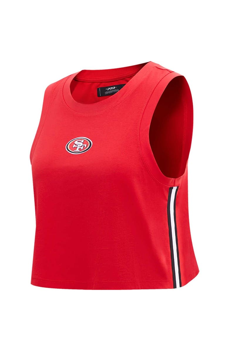 PRO STANDARD Women's Pro Standard  Scarlet San Francisco 49ers Ombre Wordmark Classic Cropped Tank Top, Alternate, color, 