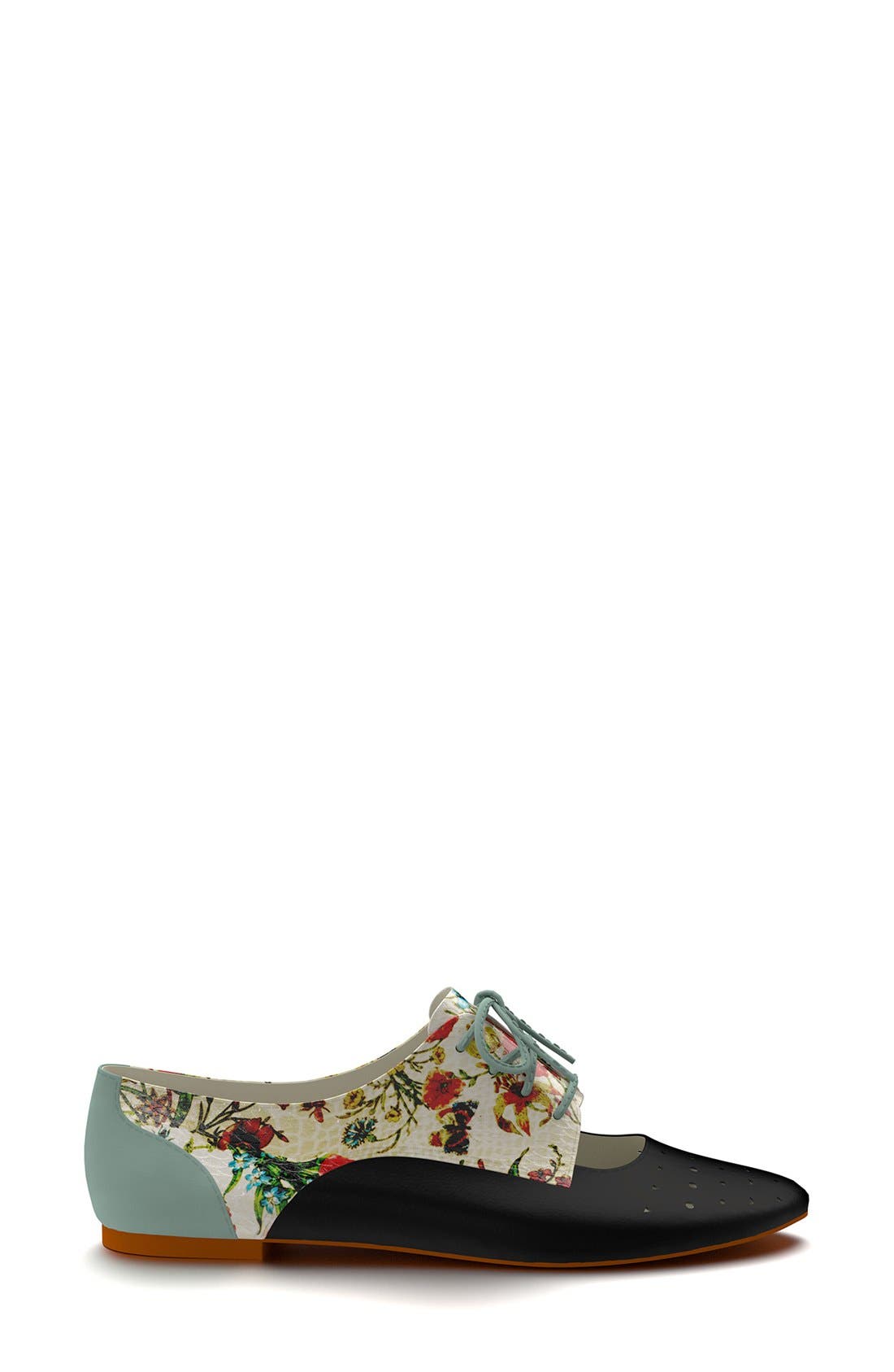 Shoes of Prey Floral Print Cutout Oxford, Alternate, color, 