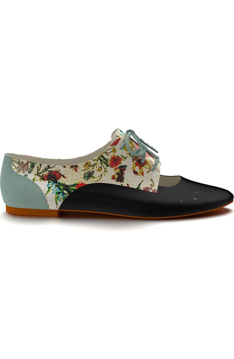 Shoes of Prey Floral Print Cutout Oxford, Alternate, color,