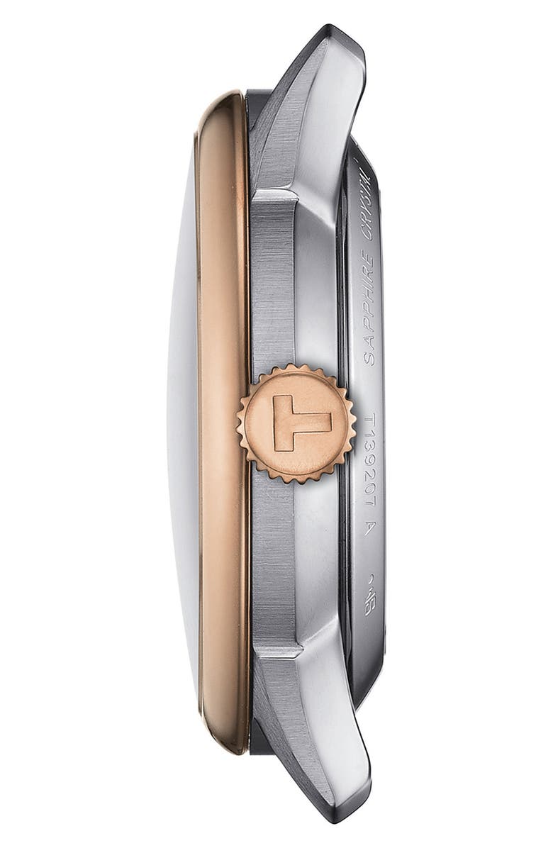 Tissot Chemin des Tourelles Powermatic 80 Bracelet Watch, 34mm, Alternate, color, Silver/ Rose Gold