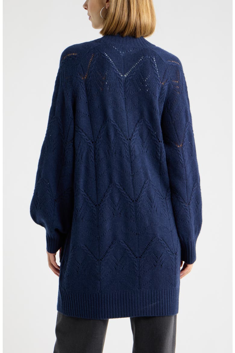 Pointelle Wool & Cashmere Cardigan, Alternate, color, NAVY STILL