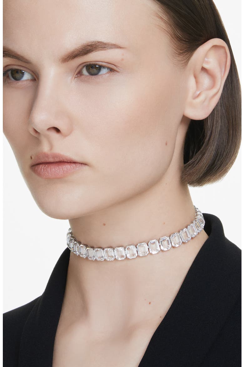 Millenia Crystal Choker Necklace, Alternate, color, WHITE/ SILVER