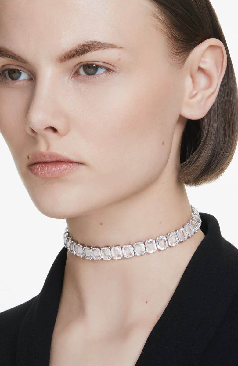 Swarovski Millenia Crystal Choker Necklace, Alternate, color, White/ Silver