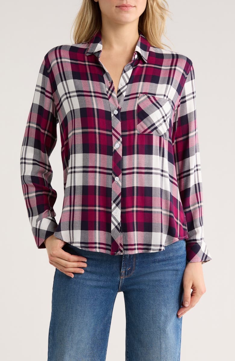 Rails Hunter Plaid Button-Up Shirt, Main, color, Lychee Navy White