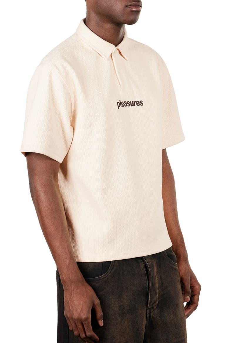 Cable Short Sleeve Polo, Alternate, color, ECRU