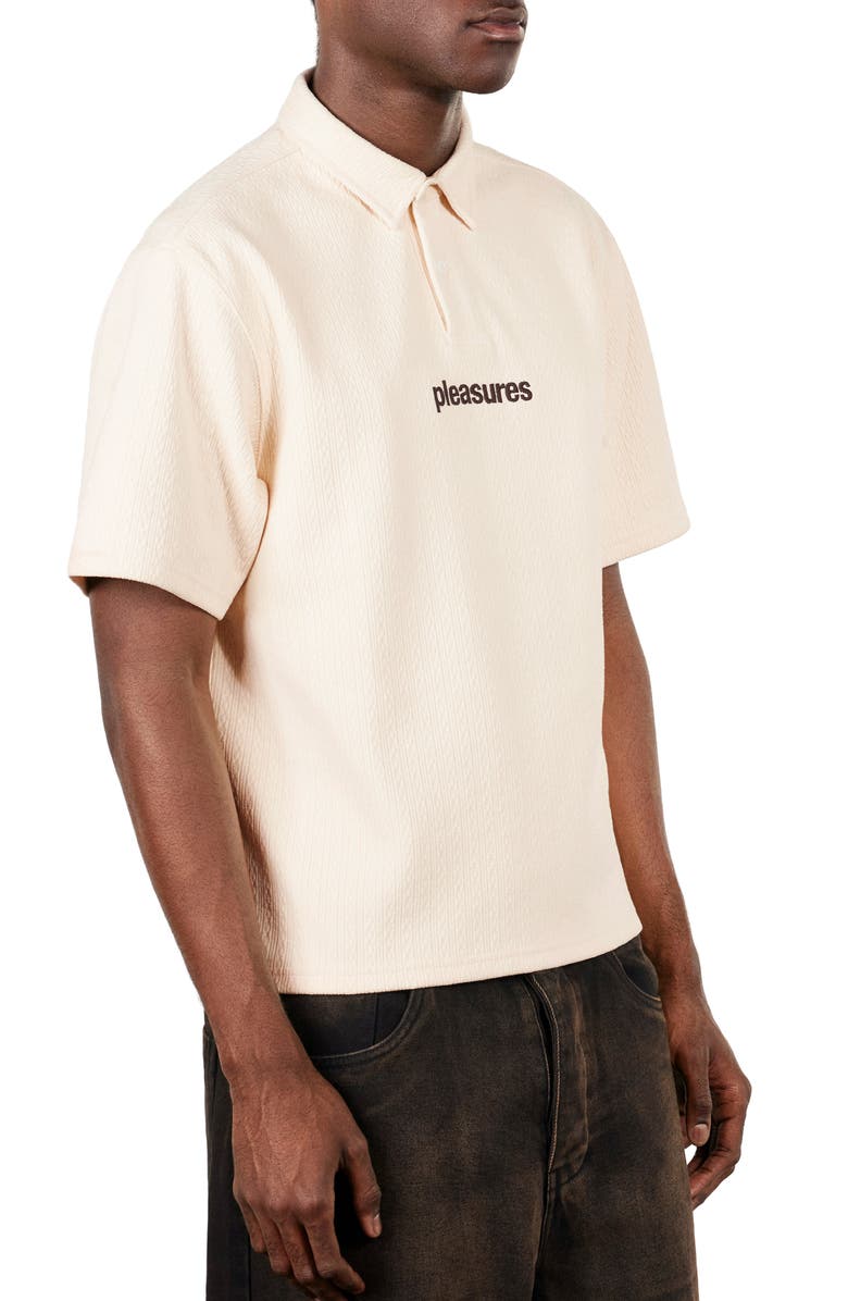 PLEASURES Cable Short Sleeve Polo, Alternate, color, Ecru