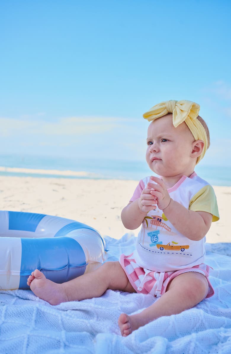 Magnetic Me Kids' Santa Monica Colorblock T-Shirt & Stripe Shorts Set, Alternate, color, Pink White