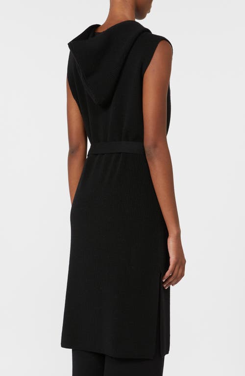 Mm By Max Mara Badesse Sleeveless Wool Longline Hooded Wrap Sweater In Black