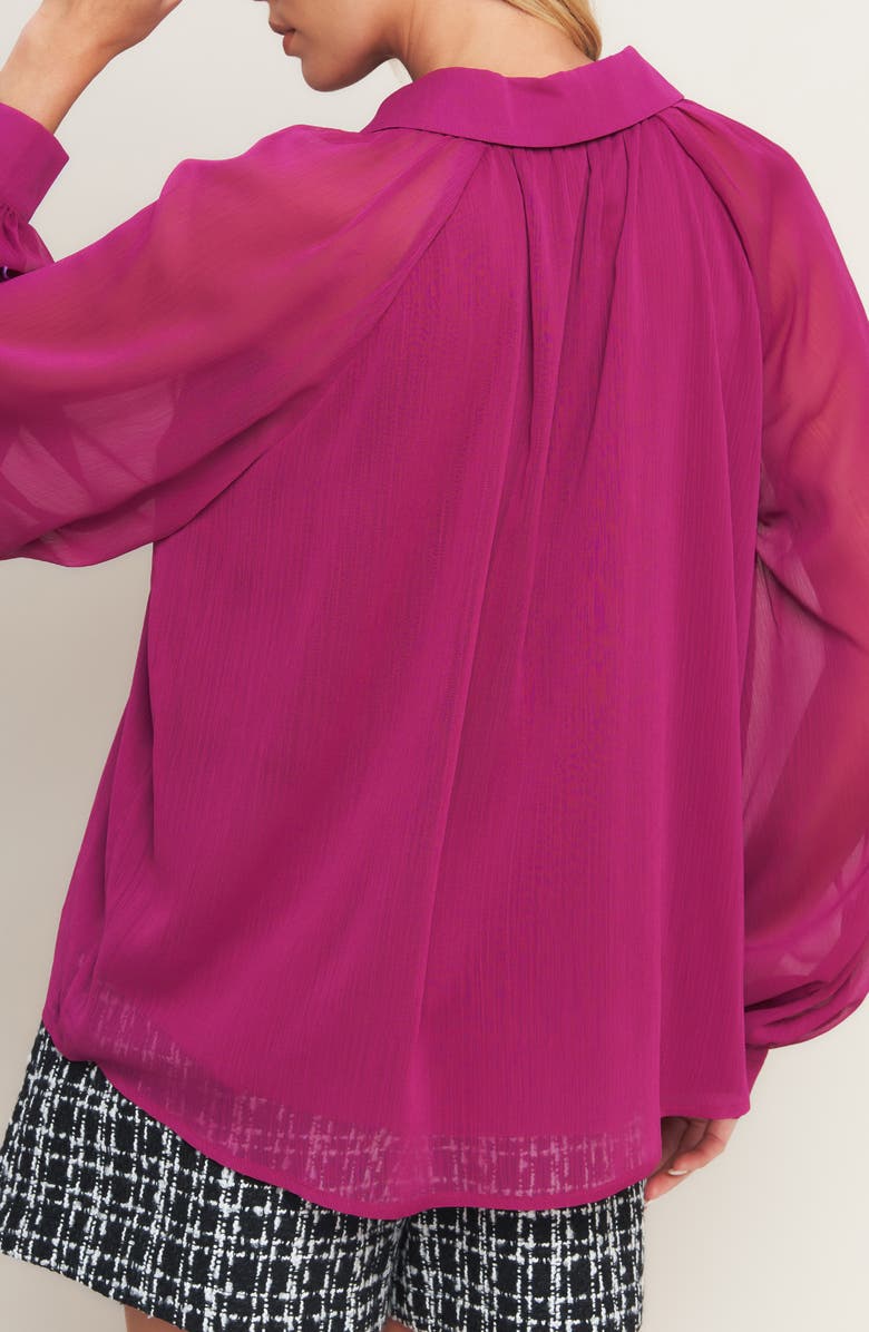 FLYING TOMATO Solid Button-Up Shirt, Alternate, color, Berry