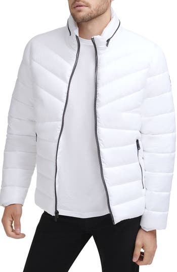 Kenneth Cole New York Hooded Puffer Jacket In White
