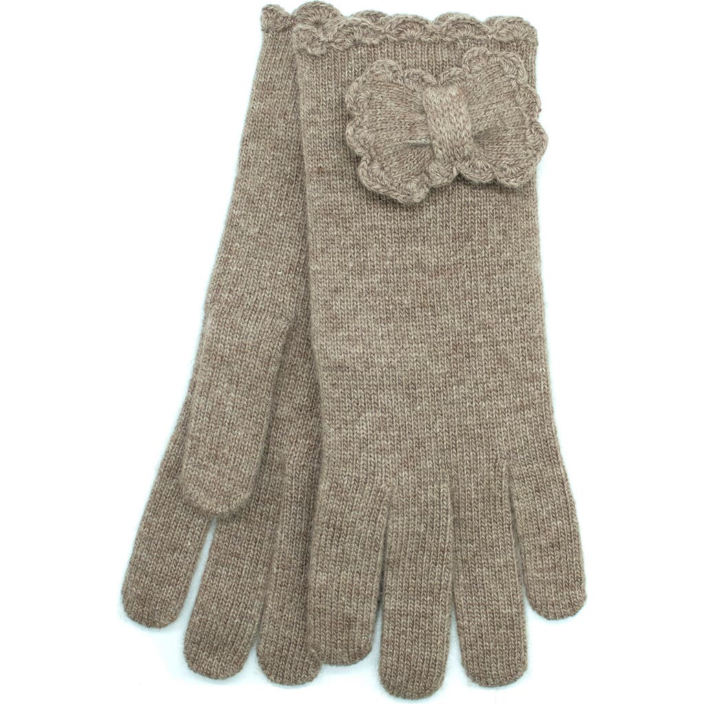 Portolano Scalloped Edge Knit Gloves In Brown
