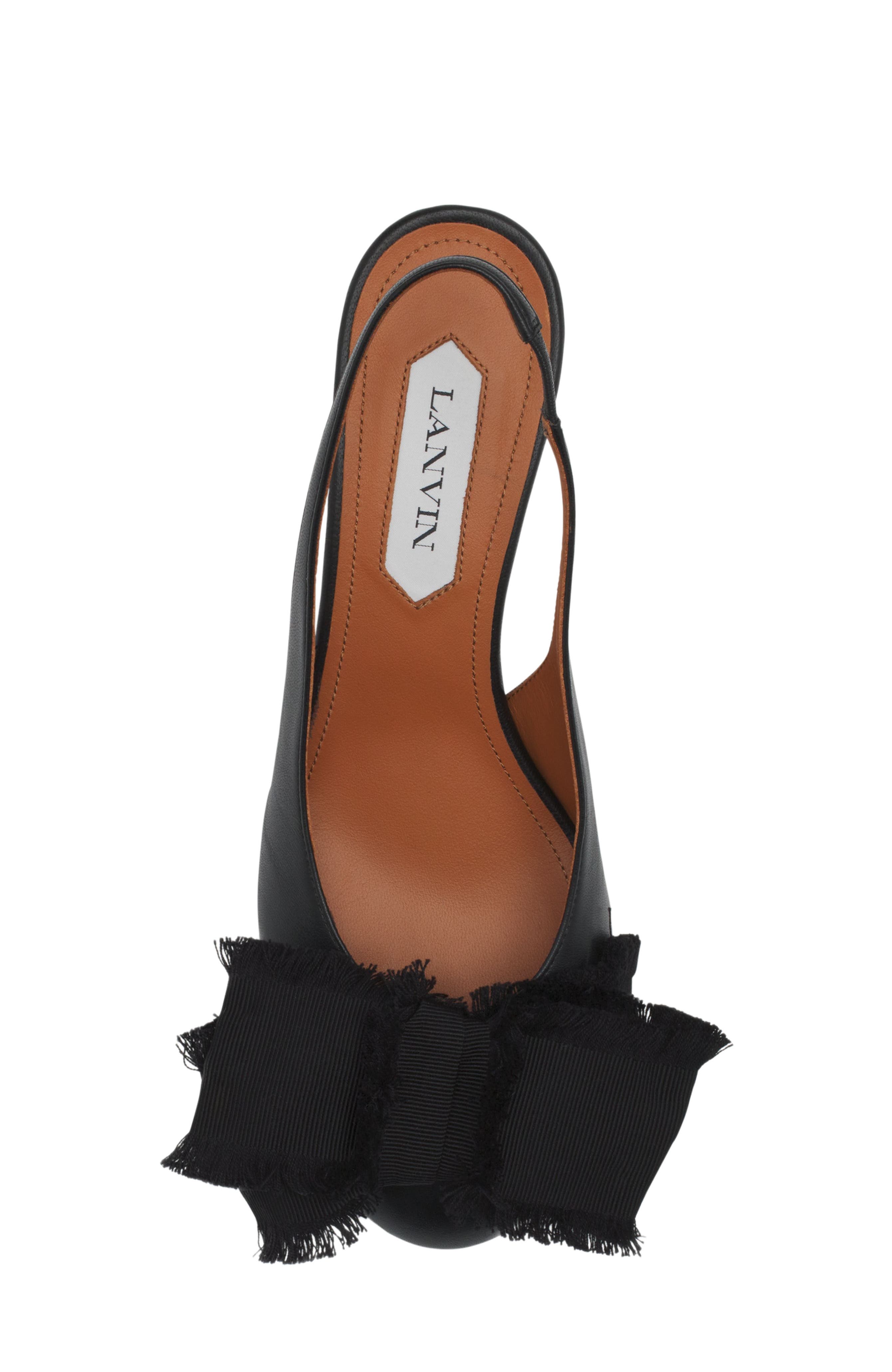 Lanvin Leather Heeled Slingback Ballerina, Alternate, color, Black