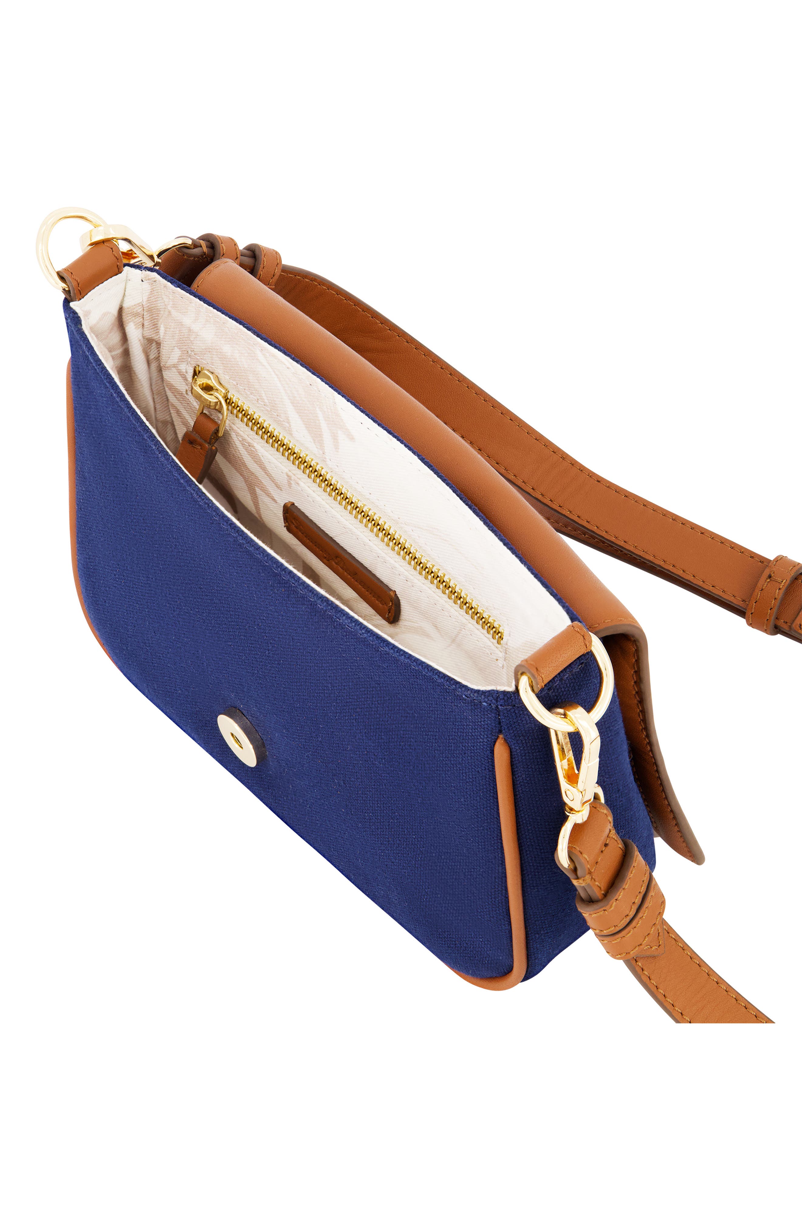 Tommy Bahama Canvas & Leather Trim Crossbody Bag, Alternate, color, Navy/ Tan
