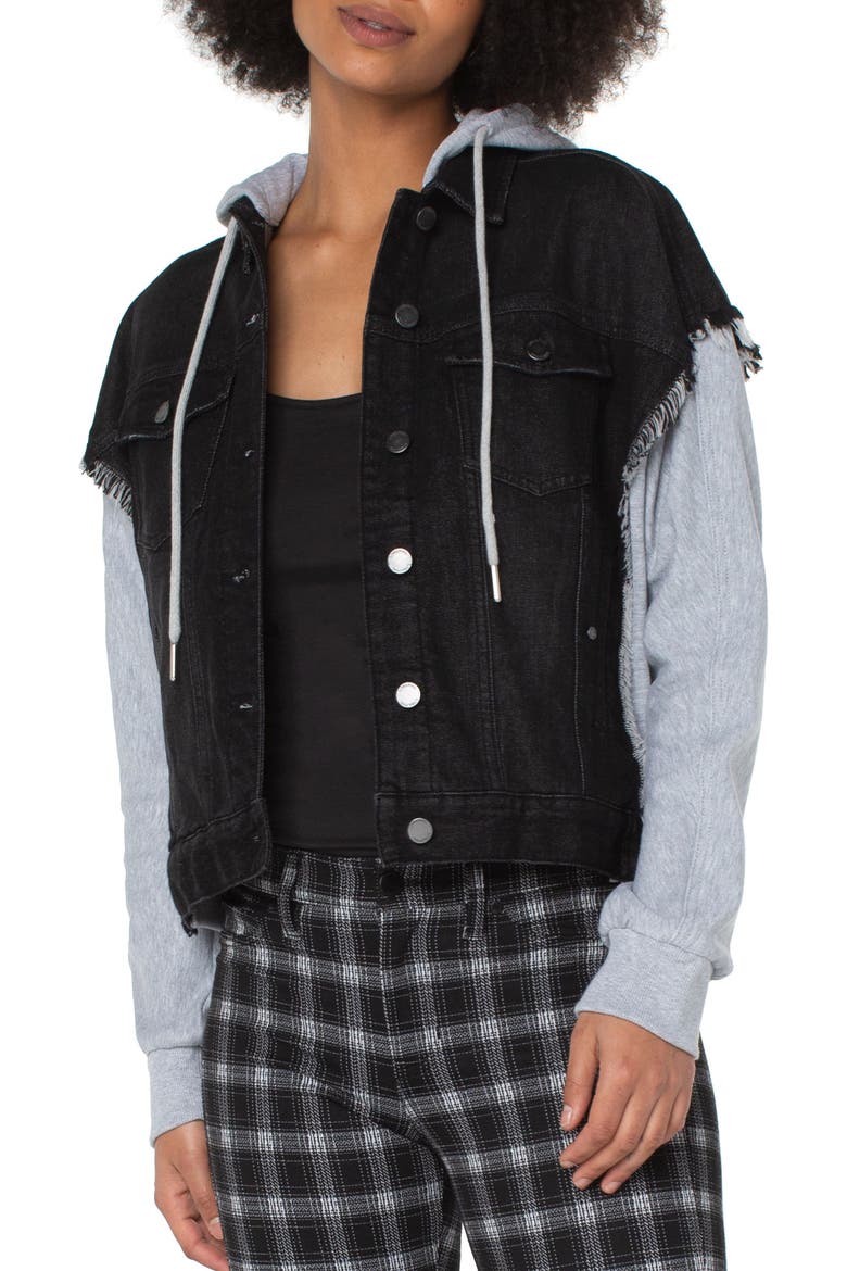 Mixed Media Cotton Blend Denim Trucker Jacket, Main, color, PARSONS