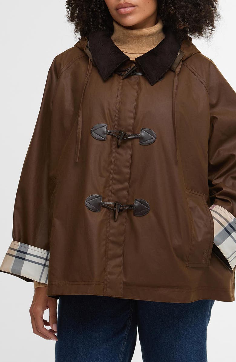 Barbour Myra Water Repellent Waxed Cotton Jacket, Main, color, Bark/ Hessian Tartan