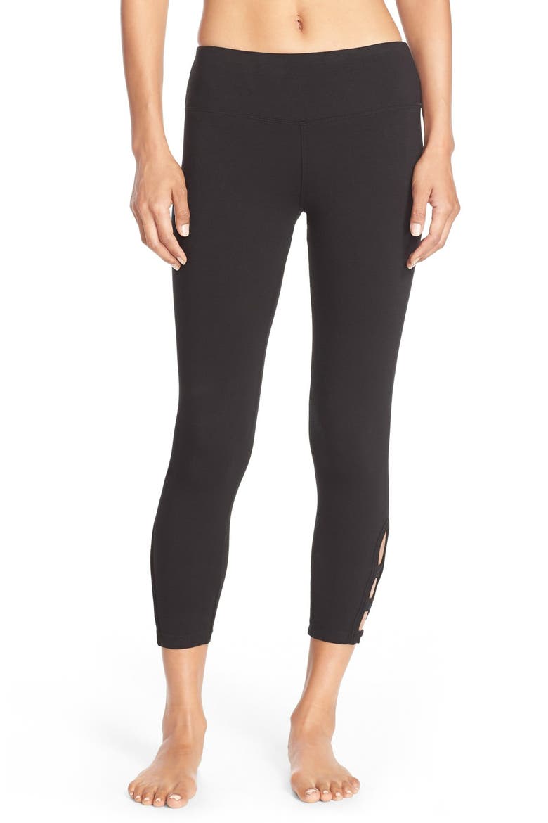 Cutout Ankle Leggings, Main, color, BLACK