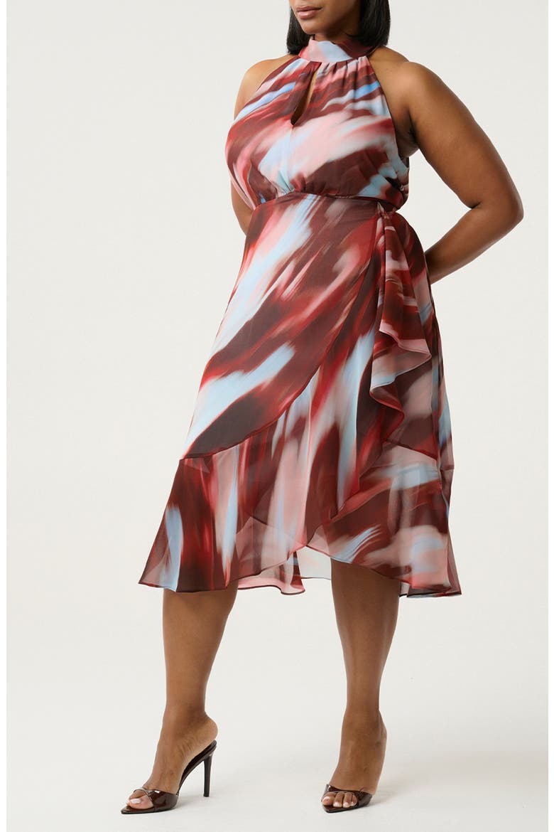 Madelena Print Tie Back Dress, Alternate, color, SUNKISSED SKY
