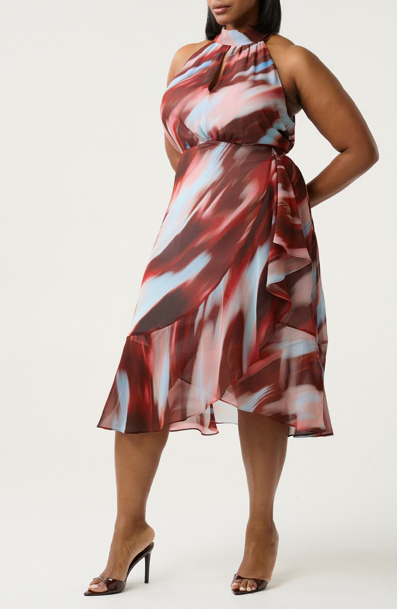Estelle Madelena Print Tie Back Dress, Alternate, color, Sunkissed Sky