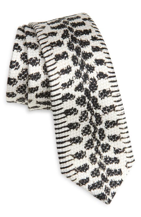 Snake Print Silk Skinny Tie