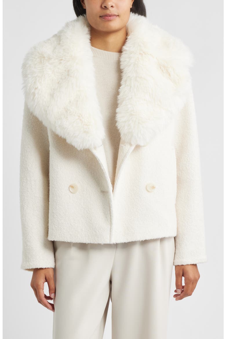 Peacoat with Removable Faux Fur Collar, Main, color, MODERN IVORY