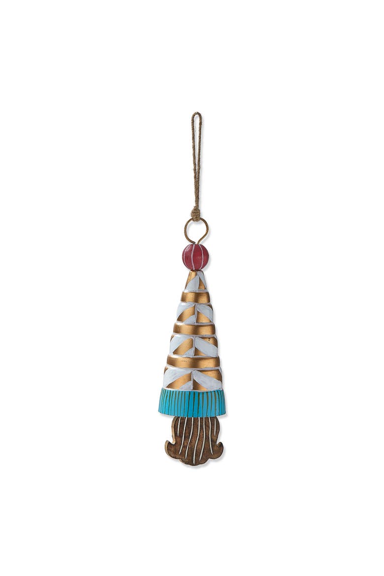 Gnomie Hans Decorative Bell Holiday Decor Multicolor Iron, Main, color, Green