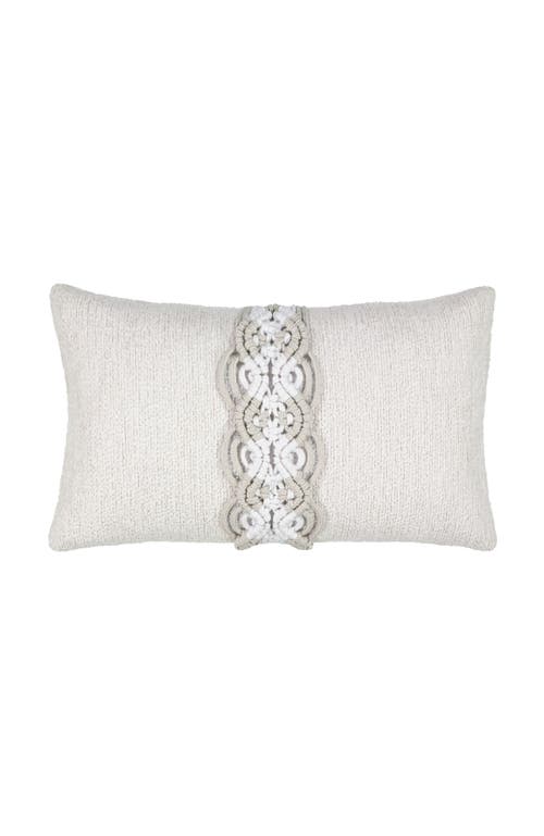 Elaine Smith Distinct Oyster Hand Macrame & Chenille Indoor & Outdoor Woven Accent Pillow
