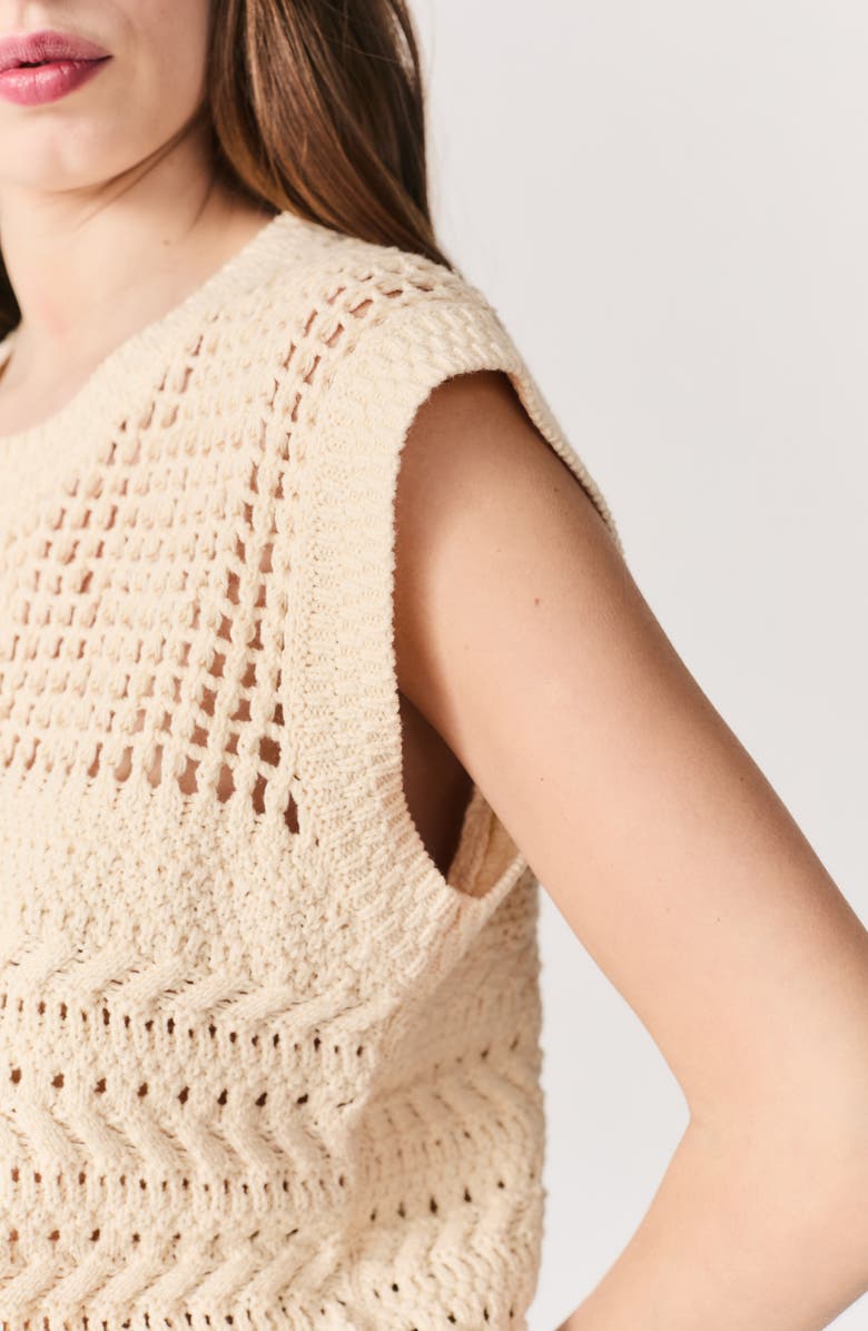 DELUC Paulo Open Stitch Cap Sleeve Sweater, Alternate, color, Ecru