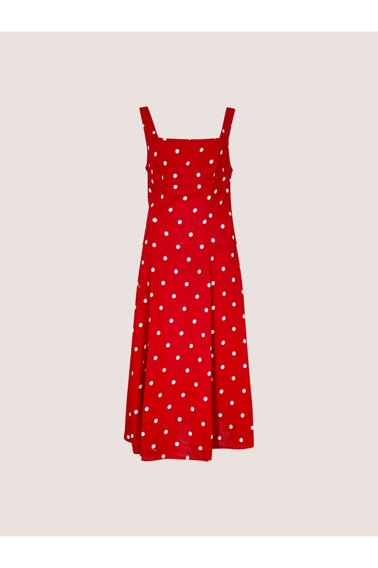 Square Neck Midi Dress, Alternate, color, Red