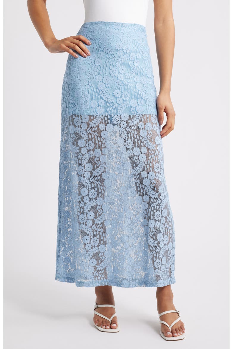Brittany Floral Lace Maxi Skirt, Main, color, BLUE