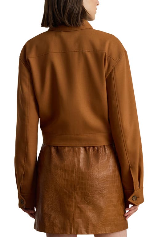 Ralph Lauren Buckle-trim Serge Cropped Jacket In Brown