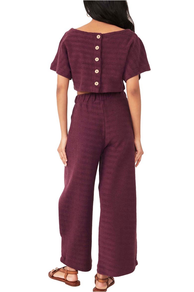 free-est Free People Changing Tides Cotton Crop Top & Pants, Alternate, color, THUNDERCLAP