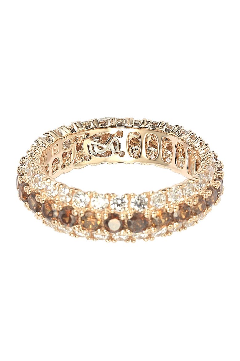 Rose Sterling Silver Brown & White Cubic Zirconia Eternity Band Ring, Alternate, color, BROWN
