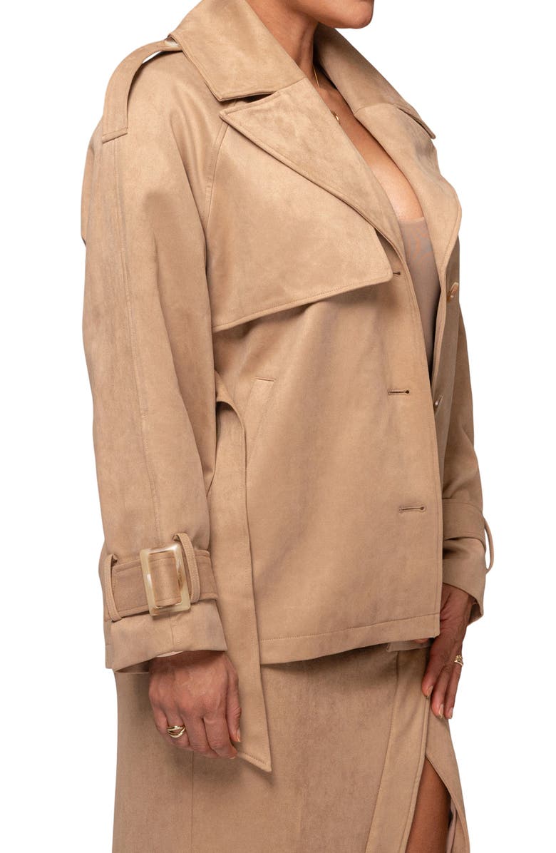 JLUXLABEL Nightfall Belted Suede Jacket, Alternate, color, Beige