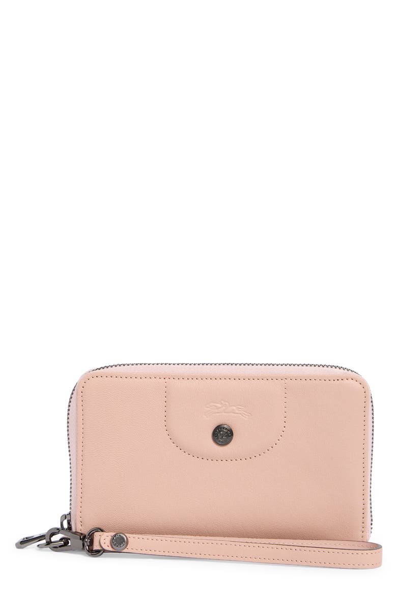 Le Pilage Cuir Zip Wristlet Wallet, Main, color, POWDER PINK