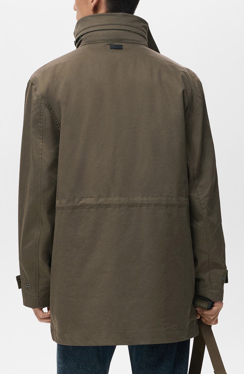 MANGO Water Repellent Barn Jacket with Removable Quilted Vest, Alternate, color, Olive Green