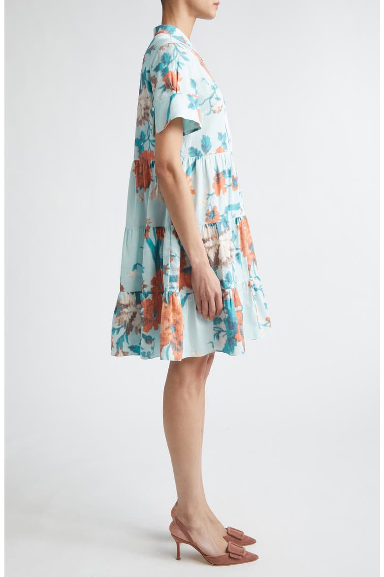 Floral Print Tiered Cotton Dress, Alternate, color, TRAILING POPPY DREAM BLUE