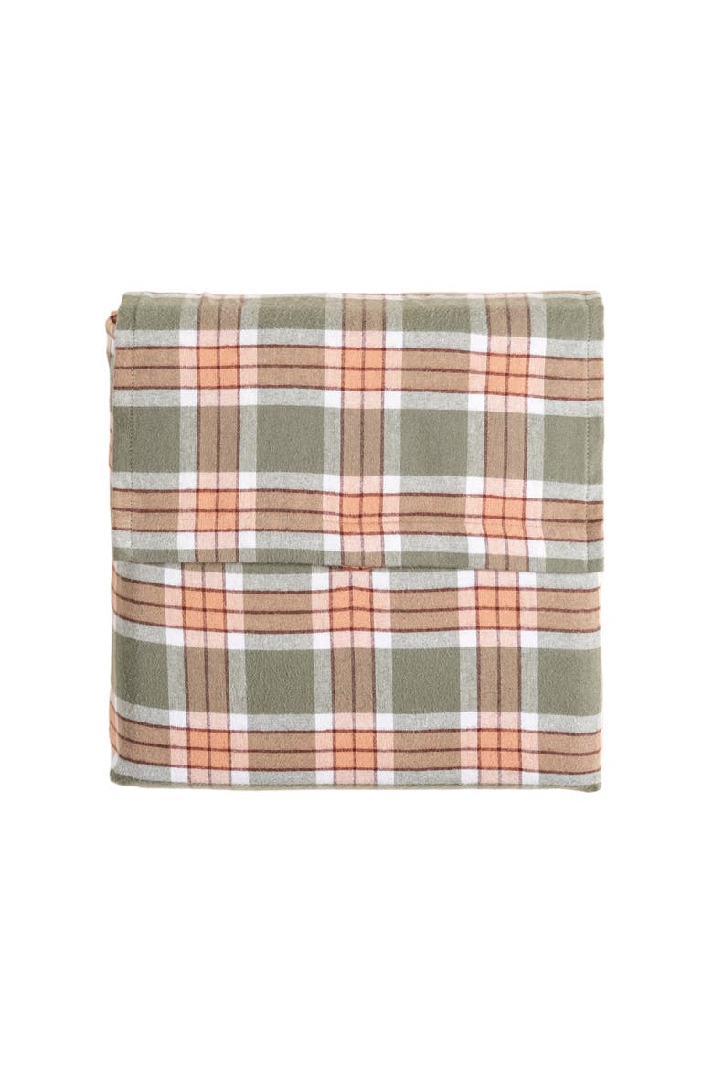 Viseu Portuguese Flannel Checked Cotton King Duvet Set, Alternate, color, Green