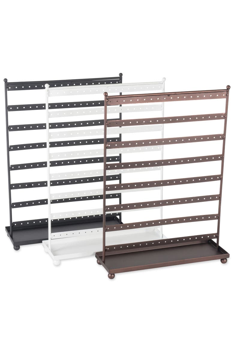 Metal Earring Stand with Tray, Alternate, color, White