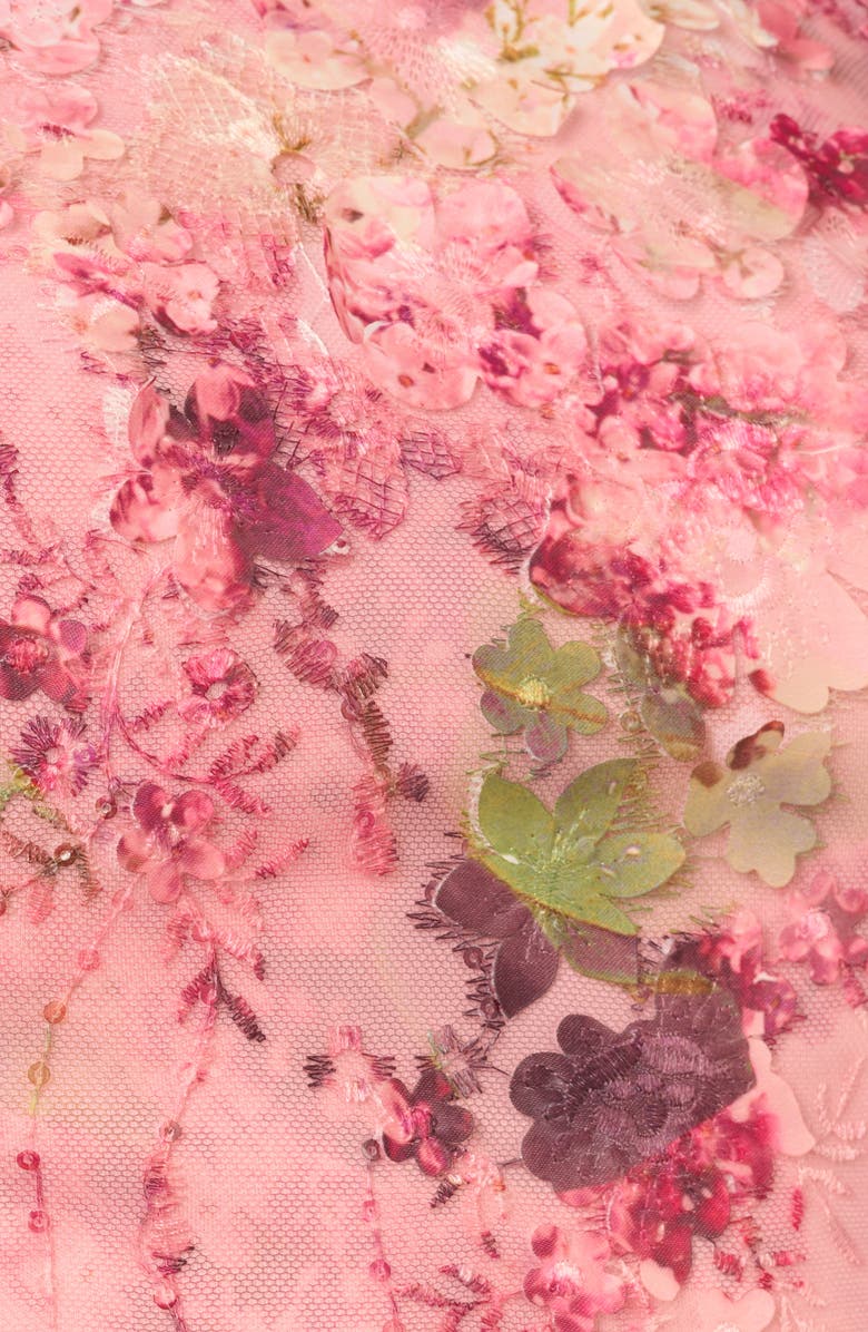 Aidan Mattox by Adrianna Papell 3D Embroidered Midi Dress, Alternate, color, 