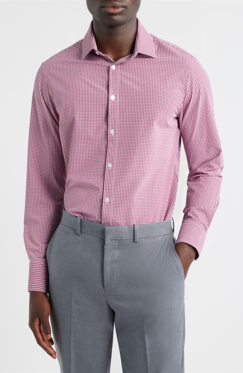 Leeward Trim Fit Gingham Performance Button-Up Shirt