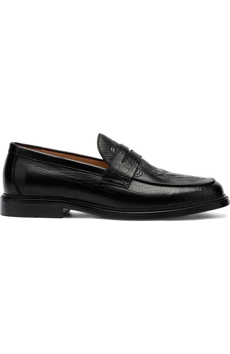 MARC NOLAN Calum Embossed Penny Loafer, Alternate, color, Black Bull
