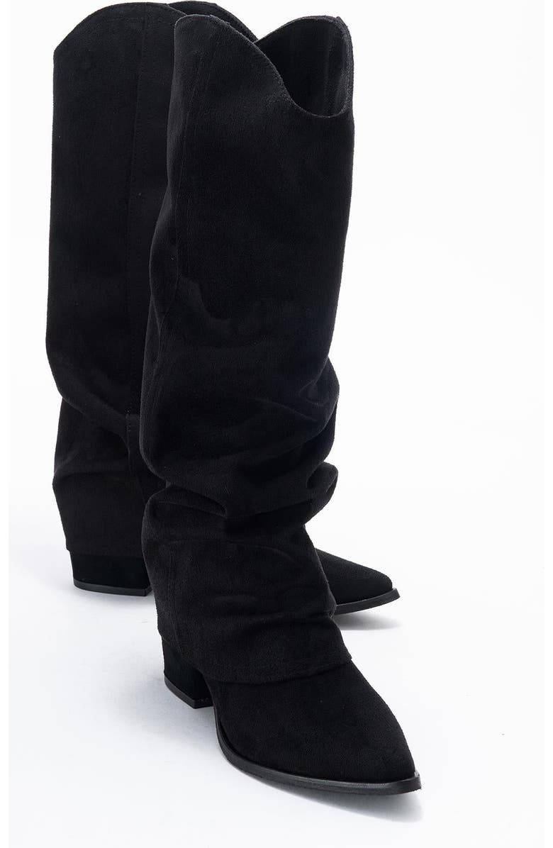 Prologue Shoes Elaris Block Heel Knee High Boot, Alternate, color, Black Suede Faux Leather