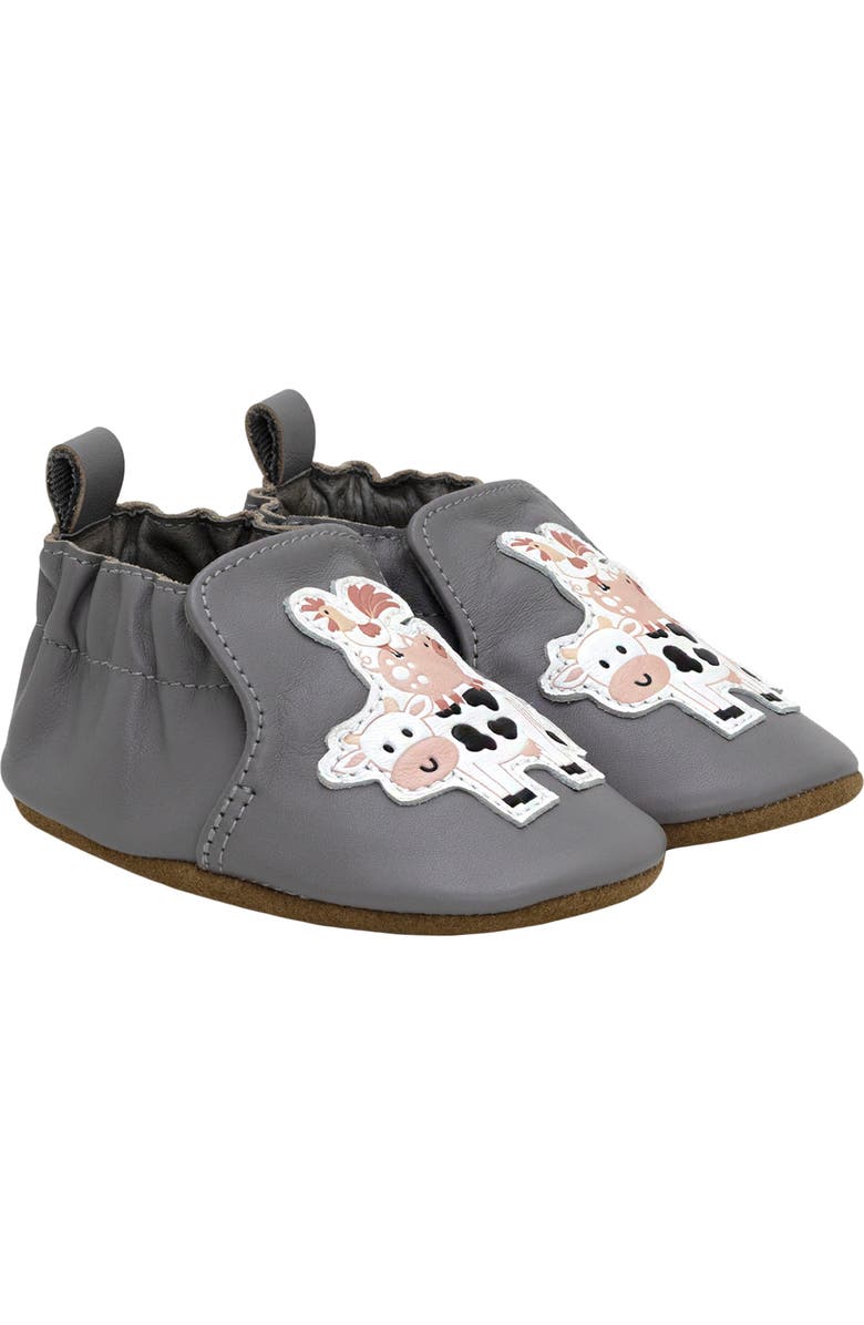 Robeez<sup>®</sup> Fun at the Farm Crib Shoe, Main, color, Grey