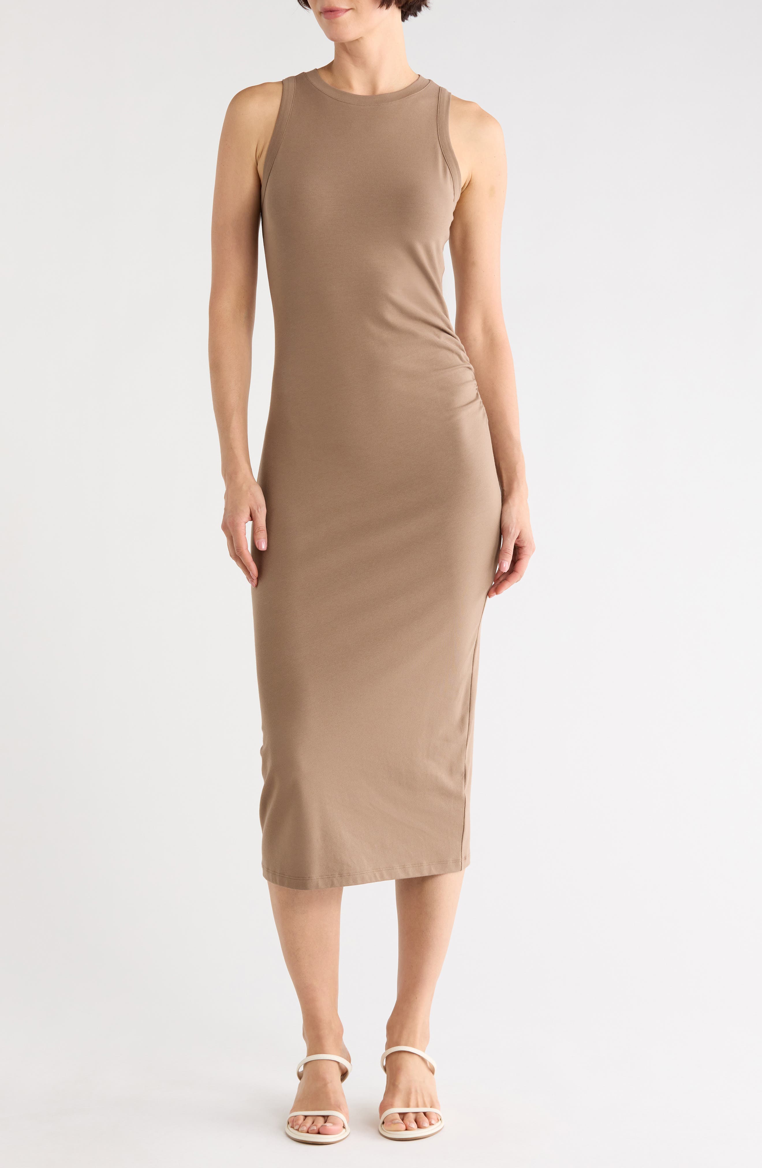Vince Side Drape Tank Dress