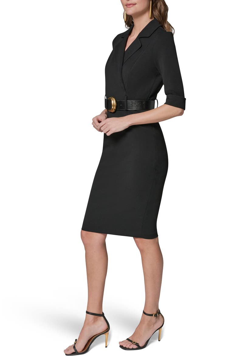 Belted Sheath Dress, Alternate, color, BLACK