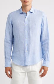 Polo Ralph Lauren Classic Fit Houndstooth Linen Button-Up Shirt