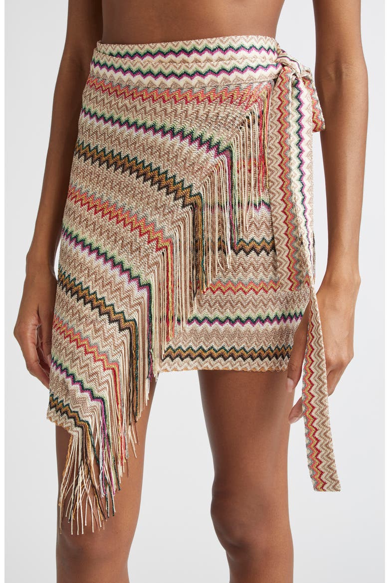 Chevron Fringe Cover-Up Sarong, Alternate, color, PINK MULTI