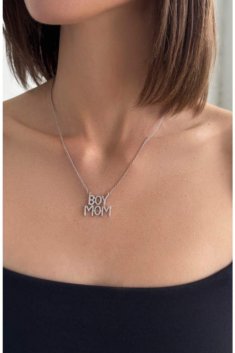 'Boy Mom' Pendant Necklace, Alternate, color, SILVER