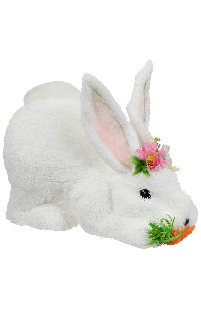 Northlight Easter Rabbit with Carrot Figurine - 9.25" - White, Alternate, color, White