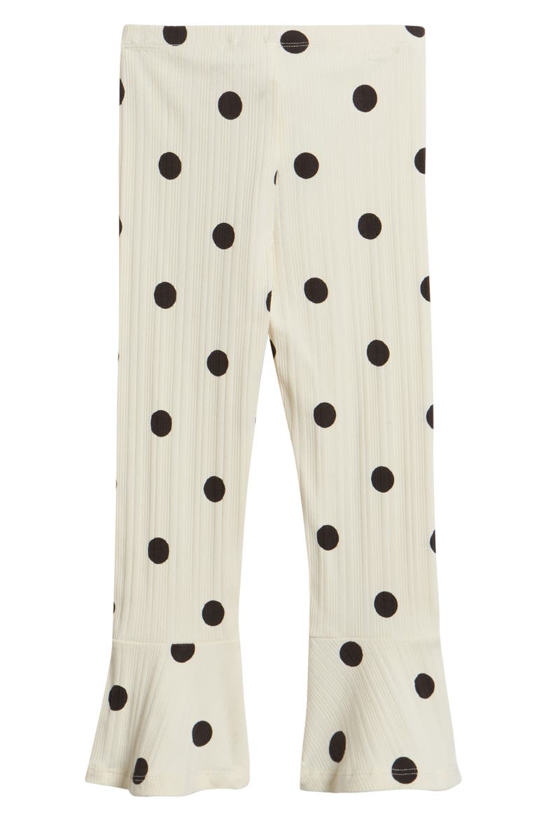 Kids' Polka Dot Stretch Cotton Pants, Alternate, color, OFF WHITE